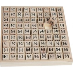 Plateau bois de tables de multiplication