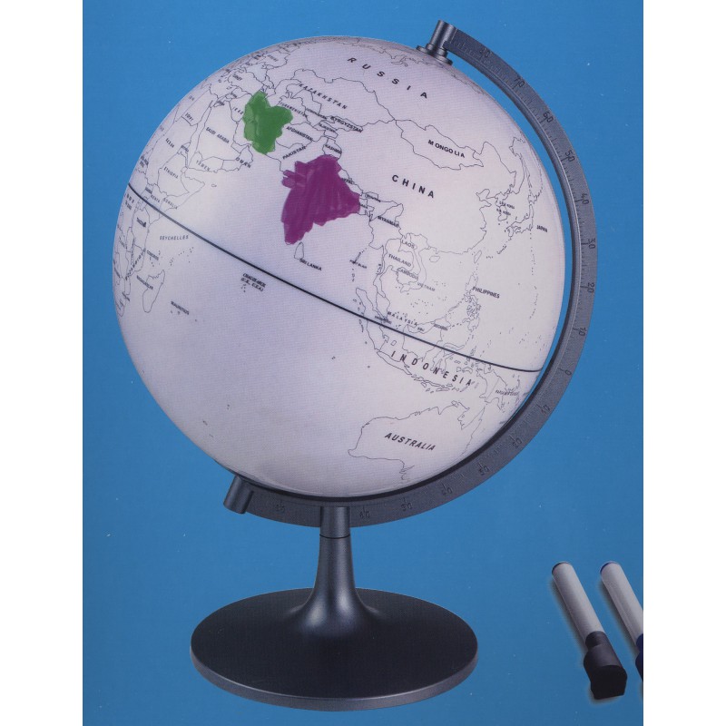 Globe terrestre éducatif à colorier avec 4 feutres effacables - Totalcadeau